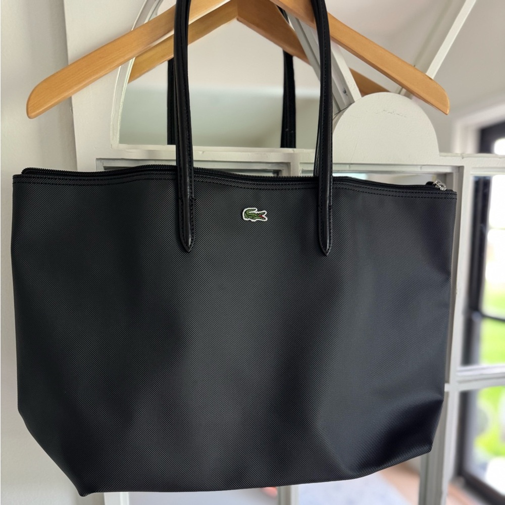 Lacoste Black Tote Bag Minimalist Design Spacious Interior